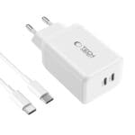 Tech-Protect Nc45W-Gan 2-Port Network Charger Pd45W + Type-C Cable White