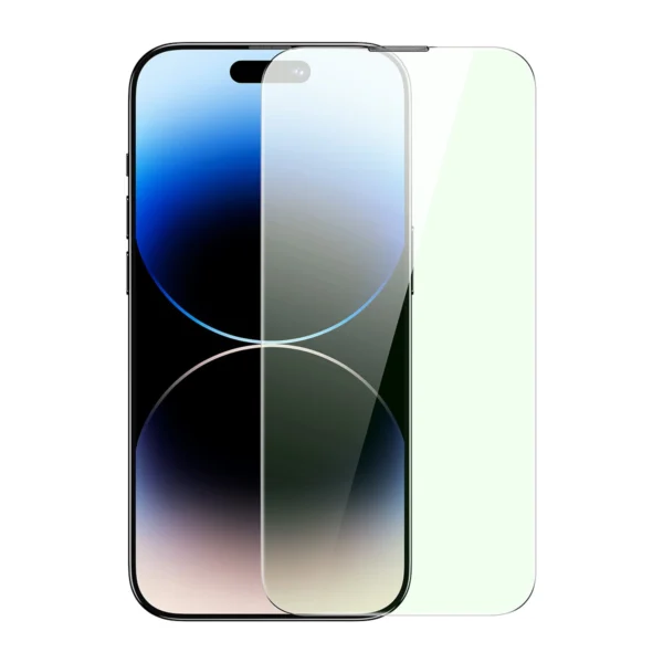 Baseus Full Screen Tempered Glass With Anti Blue Light Filter And 0.3Mm Speaker Cover + Mounting Frame iPhone 14 Pro Max