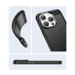 Carbon Case Flexible Gel Back Cover Black Kryt iPhone 14 Pro