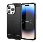 Carbon Case Flexible Gel Back Cover Black Kryt iPhone 14 Pro