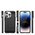 Carbon Case Flexible Gel Back Cover Black Kryt iPhone 14 Pro
