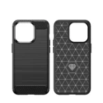 Carbon Case Flexible Gel Back Cover Black Kryt iPhone 14 Pro Max