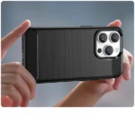 Carbon Case Flexible Gel Back Cover Black Kryt iPhone 14 Pro Max