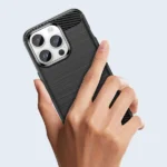 Carbon Case Flexible Gel Back Cover Black Kryt iPhone 14 Pro Max