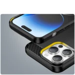Carbon Case Flexible Gel Back Cover Black Kryt iPhone 14 Pro Max