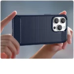 Carbon Case Flexible Gel Back Cover Blue Kryt iPhone 14 Pro