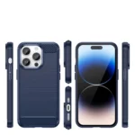 Carbon Case Flexible Gel Back Cover Blue Kryt iPhone 14 Pro