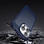 Carbon Case Flexible Gel Back Cover Blue Kryt iPhone 14 Pro