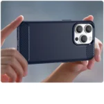 Carbon Case Flexible Gel Back Cover Blue Kryt iPhone 14 Pro