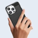 Carbon Case Flexible Gel Back Cover Blue Kryt iPhone 14 Pro