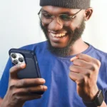 Carbon Case Flexible Gel Back Cover Blue Kryt iPhone 14 Pro