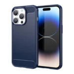 Carbon Case For Flexible Gel Back Cover Blue Kryt iPhone 14 Pro Max