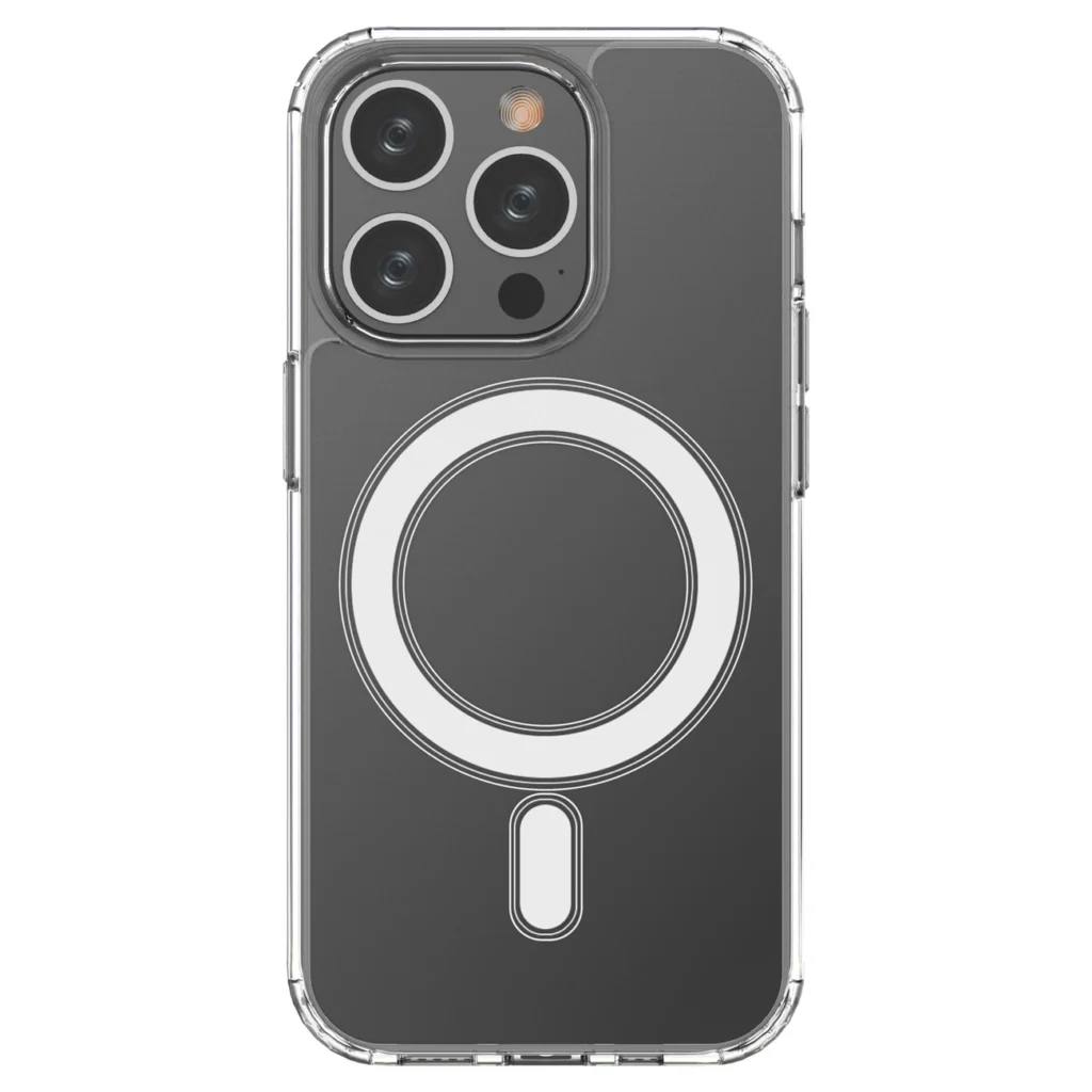 Clear Magnetic Case With MagSafe For With Silver Ring - Transparent Kryt iPhone 14 Pro