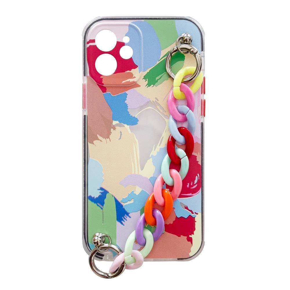 Color Chain Case Gel Flexible Elastic Case Cover With A Chain Pendant For Multicolour (4) Kryt iPhone 13 Mini