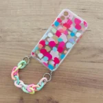 Color Chain Case Gel Flexible Elastic Cover With A Chain Pendant Multicolour Kryt iPhone 12