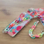 Color Chain Case Gel Flexible Elastic Cover With A Chain Pendant Multicolour Kryt iPhone 12