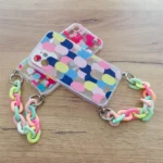 Color Chain Case Gel Flexible Elastic Cover With A Chain Pendant Multicolour Kryt iPhone 12