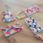 Color Chain Case Gel Flexible Elastic Cover With A Chain Pendant Multicolour Kryt iPhone 12