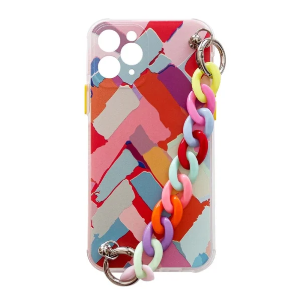 Color Chain Case Gel Flexible Elastic Cover With A Chain Pendant Multicolour Kryt iPhone 12 Pro