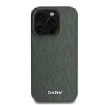 DKNY PU Leather Grid Pattern MagSafe Green Kryt iPhone 16 Pro