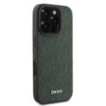 DKNY PU Leather Grid Pattern MagSafe Green Kryt iPhone 16 Pro