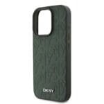 DKNY PU Leather Grid Pattern MagSafe Green Kryt iPhone 16 Pro