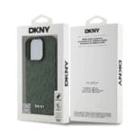 DKNY PU Leather Grid Pattern MagSafe Green Kryt iPhone 16 Pro