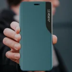 Eco Leather View Case Elegant Bookcase Type Case With Kickstand For Blue Kryt iPhone 13 Pro