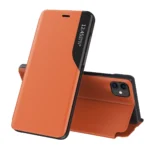 Eco Leather View Case Elegant Bookcase Type Case With Kickstand For Orange Kryt iPhone 13 Mini