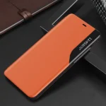 Eco Leather View Case Elegant Bookcase Type Case With Kickstand For Orange Kryt iPhone 13 Mini