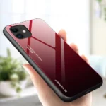 Gradient Glass Durable Cover With Tempered Glass Back Black-Red iPhone 12 Mini