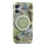 Guess IML Glitter Magnolia and Triangle Logo MagSafe Green Kryt iPhone 16