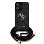 Guess PU 4G Metal Logo Crossbody Black Kryt iPhone 16