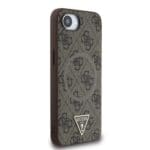 Guess PU 4G Strass Triangle Metal Logo Brown Kryt iPhone 16e