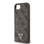 Guess PU 4G Strass Triangle Metal Logo Brown Kryt iPhone 16e