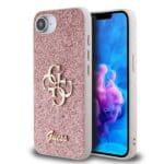 Guess PU Fixed Glitter 4G Metal Logo Pink Kryt iPhone 16e