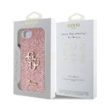 Guess PU Fixed Glitter 4G Metal Logo Pink Kryt iPhone 16e