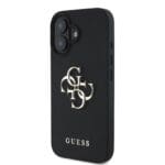 Guess PU Grained 4G Metal Logo Black Kryt iPhone 16