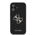 Guess PU Grained 4G Metal Logo Black Kryt iPhone 16