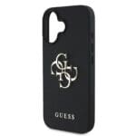 Guess PU Grained 4G Metal Logo Black Kryt iPhone 16
