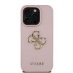 Guess PU Grained 4G Metal Logo Pink Kryt iPhone 15 Pro