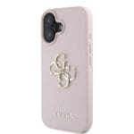 Guess PU Grained 4G Metal Logo Pink Kryt iPhone 16