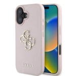 Guess PU Grained 4G Metal Logo Pink Kryt iPhone 16