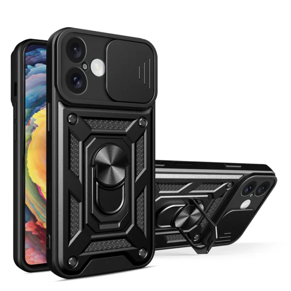 Hybrid Armor Camshield Armored Case With Camera Cover And Stand Black Kryt iPhone 16