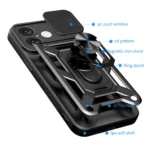 Hybrid Armor Camshield Armored Case With Camera Cover And Stand Black Kryt iPhone 16