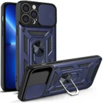 Hybrid Armor Camshield Case For Armored Case With Camera Cover Blue Kryt iPhone 13 Pro Max
