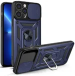 Hybrid Armor Camshield Case For Armored Case With Camera Cover Blue Kryt iPhone 13 Pro Max