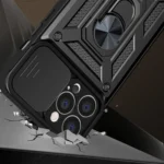 Hybrid Armor Camshield Case For Armored Case With Camera Cover Blue Kryt iPhone 14 Pro Max