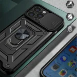 Hybrid Armor Camshield Case For Armored Case With Camera Cover Blue Kryt iPhone 14 Pro Max