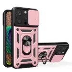 Hybrid Armor Camshield Case For Armored Case With Camera Cover Pink Kryt iPhone 14 Pro